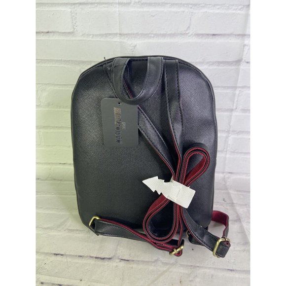 Marvel Black Widow Mini Backpack Bag Faux Leather With Charm Black Gray NEW main image 6